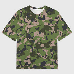 Мужская футболка оверсайз Камуфляжный паттерн в стиле Woodland