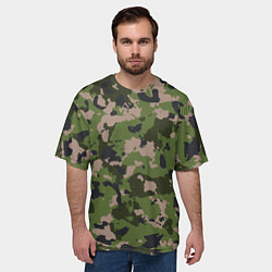 Футболка оверсайз мужская Камуфляжный паттерн в стиле Woodland, цвет: 3D-принт — фото 2