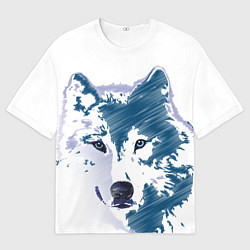 Мужская футболка оверсайз Волк темно-синий