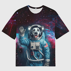 Футболка оверсайз мужская Далматинец бравый космонавт - нейросеть, цвет: 3D-принт