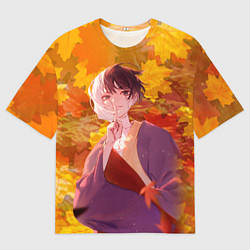 Футболка оверсайз мужская Гэн Асагири на фоне листвы из Доктора Стоуна, цвет: 3D-принт