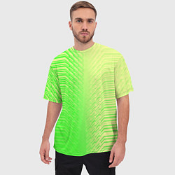 Футболка оверсайз мужская Зелёные градиентные линии, цвет: 3D-принт — фото 2