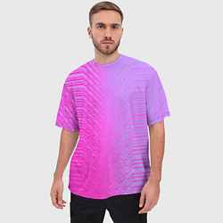 Футболка оверсайз мужская Розовые градиентные линии, цвет: 3D-принт — фото 2