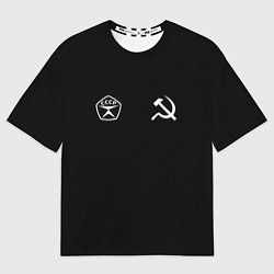 Футболка оверсайз мужская СССР гост три полоски на черном фоне, цвет: 3D-принт