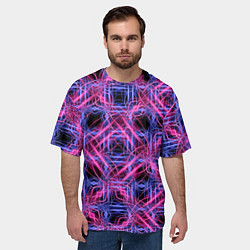 Футболка оверсайз мужская Розово-фиолетовые светящиеся переплетения, цвет: 3D-принт — фото 2