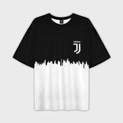 Мужская футболка оверсайз Juventus белый огонь текстура