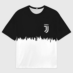 Мужская футболка оверсайз Juventus белый огонь текстура