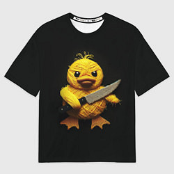 Футболка оверсайз мужская Мем уточка с ножом вязаная, цвет: 3D-принт