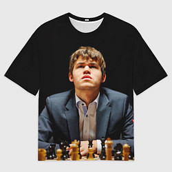 Футболка оверсайз мужская Магнус Карлсен думает, цвет: 3D-принт