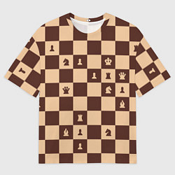 Мужская футболка оверсайз Коричневая шахматная доска