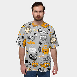 Футболка оверсайз мужская Коты мемы цветные, цвет: 3D-принт — фото 2