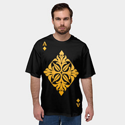 Футболка оверсайз мужская Бубны туз - карточные масти, цвет: 3D-принт — фото 2