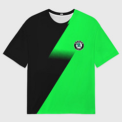 Мужская футболка оверсайз Skoda green line geometry