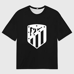 Футболка оверсайз мужская Атлетико Мадрид белое лого фк, цвет: 3D-принт