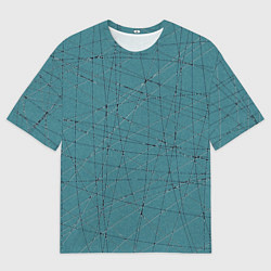 Футболка оверсайз мужская Абстракция порезы бирюзовый, цвет: 3D-принт