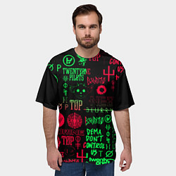 Футболка оверсайз мужская Twenty one pilots pattern rock steel, цвет: 3D-принт — фото 2