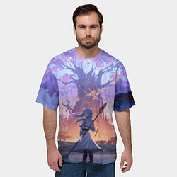 Футболка оверсайз мужская Sousou no Frieren Фрирен tree, цвет: 3D-принт — фото 2