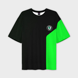 Мужская футболка оверсайз Skoda pattern sport green
