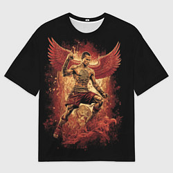 Футболка оверсайз мужская Муай-Тай боец с крыльями сзади, цвет: 3D-принт