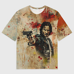 Футболка оверсайз мужская Джон Уик с пистолетом в стиле гранж, цвет: 3D-принт