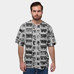 Футболка оверсайз мужская Панелька в черно-белых тонах, цвет: 3D-принт — фото 2