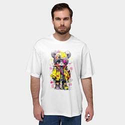 Футболка оверсайз мужская Медвежонок аниме в стиле pop art, цвет: 3D-принт — фото 2