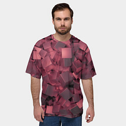 Футболка оверсайз мужская Кубики металлические красные, цвет: 3D-принт — фото 2