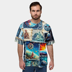 Футболка оверсайз мужская Разнообразие миров - пэчворк, цвет: 3D-принт — фото 2