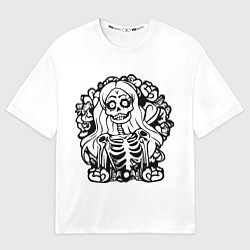 Мужская футболка оверсайз Skull blonde girl