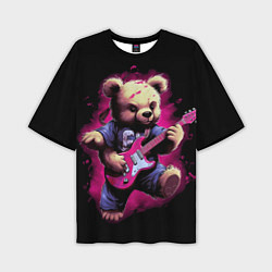 Футболка оверсайз мужская Плюшевый медведь музыкант с гитарой, цвет: 3D-принт