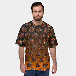 Футболка оверсайз мужская Паттерн клыкастых рыб, цвет: 3D-принт — фото 2