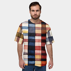 Футболка оверсайз мужская Акварельная клетка, цвет: 3D-принт — фото 2