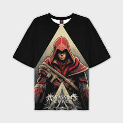 Футболка оверсайз мужская Assassins creed темный капюшон, цвет: 3D-принт