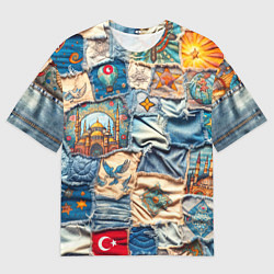 Мужская футболка оверсайз Джинсы в Турции - пэчворк