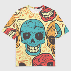 Мужская футболка оверсайз Праздничные черепа