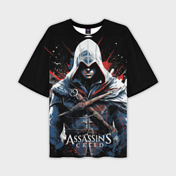 Мужская футболка оверсайз Assassins creed мазки красок