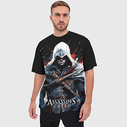 Футболка оверсайз мужская Assassins creed мазки красок, цвет: 3D-принт — фото 2