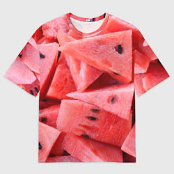 Футболка оверсайз мужская Арбузные ломти, цвет: 3D-принт