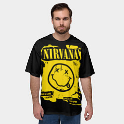 Футболка оверсайз мужская Nirvana - смайлик, цвет: 3D-принт — фото 2