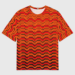 Мужская футболка оверсайз Красные линии и чёрные полосы