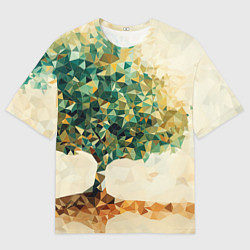 Футболка оверсайз мужская Многоугольное дерево с листьями, цвет: 3D-принт