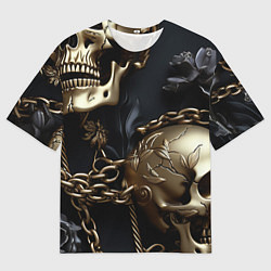 Мужская футболка оверсайз Прикованные цепями черепа