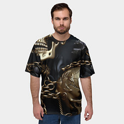 Футболка оверсайз мужская Прикованные цепями черепа, цвет: 3D-принт — фото 2