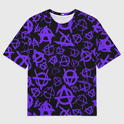 Мужская футболка оверсайз Узор анархия фиолетовый