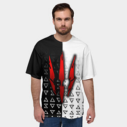 Футболка оверсайз мужская Ведьмак - красные следы от когтей, цвет: 3D-принт — фото 2