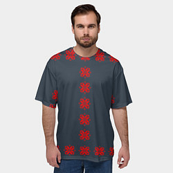 Футболка оверсайз мужская Этно - темный, цвет: 3D-принт — фото 2