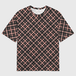 Мужская футболка оверсайз Крупная клетка тёмно-персиковый