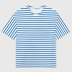 Футболка оверсайз мужская Белый в сине-голубую полоску, цвет: 3D-принт