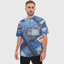 Футболка оверсайз мужская Vanguard jeans patchwork - ai art, цвет: 3D-принт — фото 2