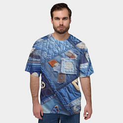 Футболка оверсайз мужская Vanguard jeans patchwork - ai art, цвет: 3D-принт — фото 2